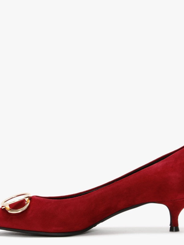 Elissa Burgundy Suede Kitten Heel Court Shoes