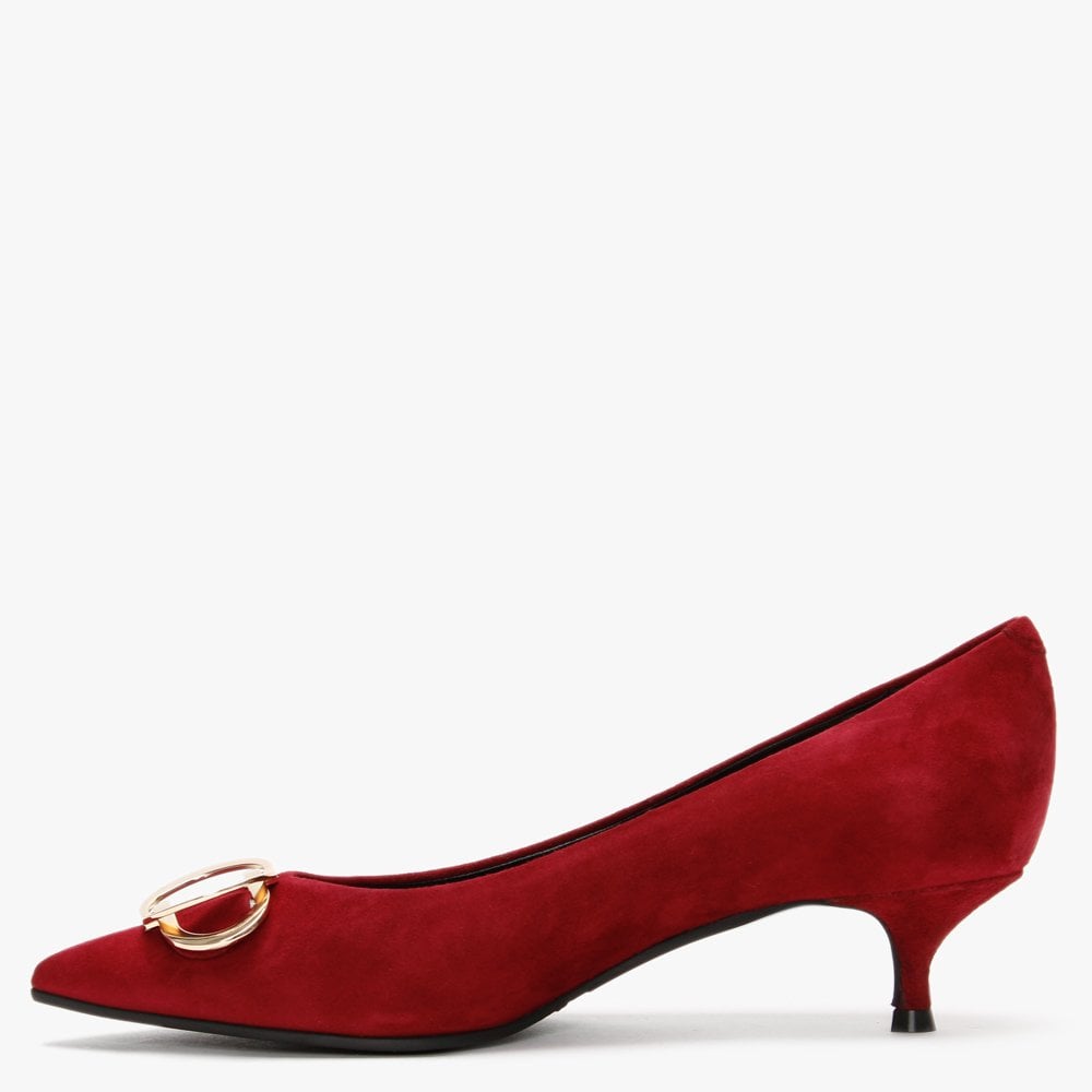 Elissa Burgundy Suede Kitten Heel Court Shoes