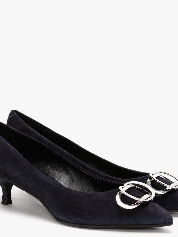 Elissa Navy Suede Kitten Heel Court Shoes