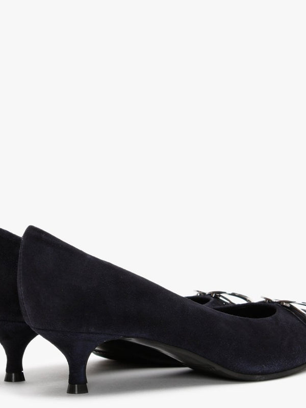 Elissa Navy Suede Kitten Heel Court Shoes