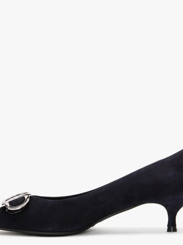 Elissa Navy Suede Kitten Heel Court Shoes