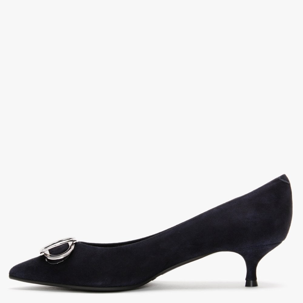 Elissa Navy Suede Kitten Heel Court Shoes