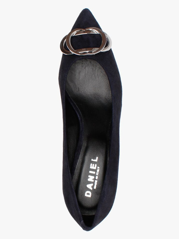 Elissa Navy Suede Kitten Heel Court Shoes
