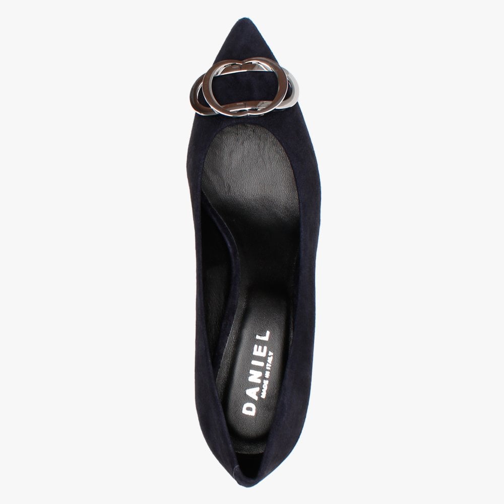 Elissa Navy Suede Kitten Heel Court Shoes