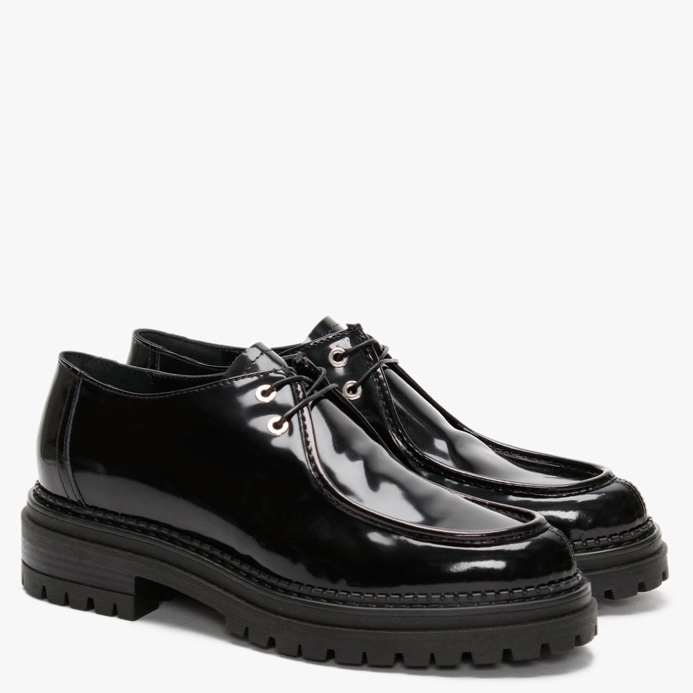Nivato Black Patent Leather Lace Up Shoes