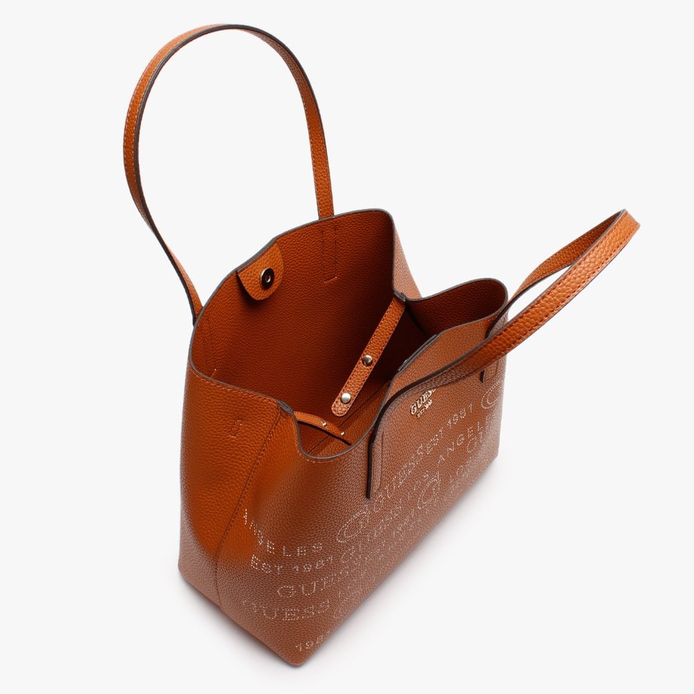 Vikky Stamp II Cognac Pebbled Tote Bag