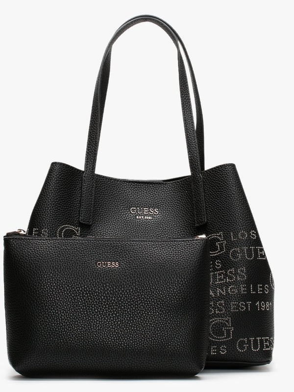 Vikky Stamp II Black Pebbled Tote Bag