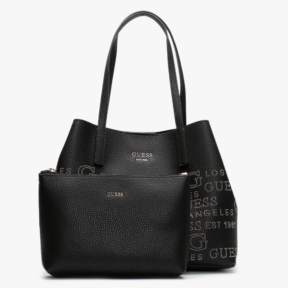 Vikky Stamp II Black Pebbled Tote Bag
