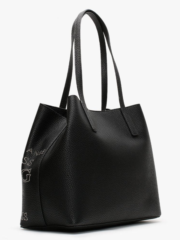 Vikky Stamp II Black Pebbled Tote Bag