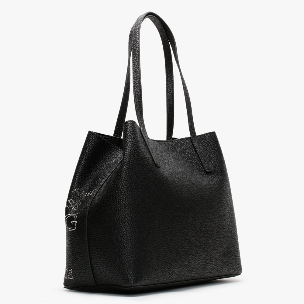 Vikky Stamp II Black Pebbled Tote Bag