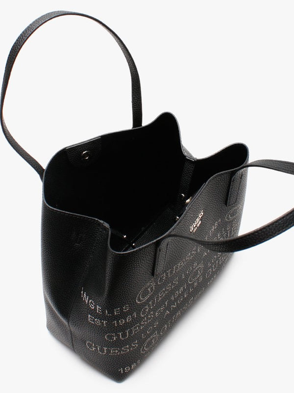 Vikky Stamp II Black Pebbled Tote Bag
