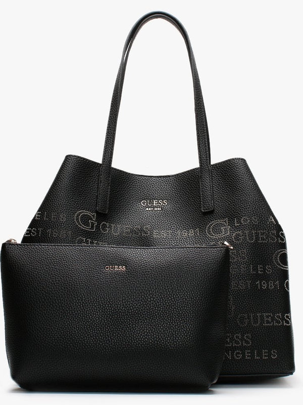 Vikky Stamp II Black Pebbled Tote Bag