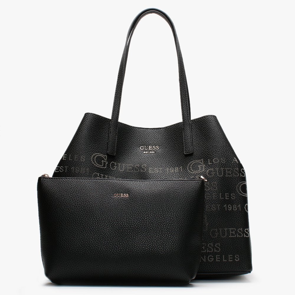 Vikky Stamp II Black Pebbled Tote Bag