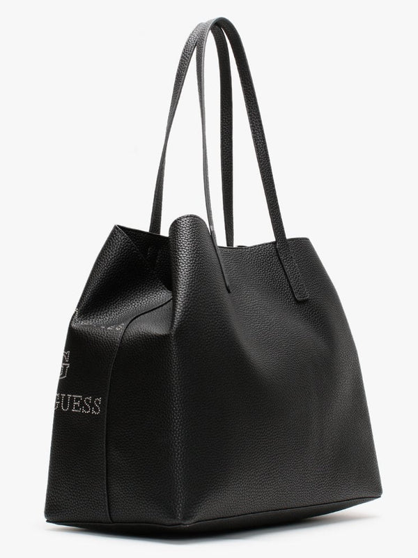 Vikky Stamp II Black Pebbled Tote Bag
