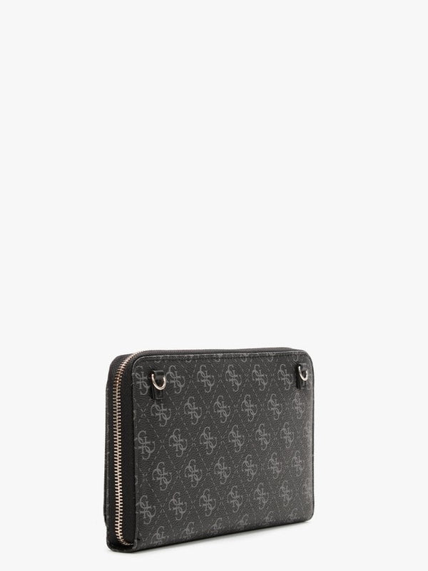Jensen Cheque Coal Logo Organiser Cross-Body