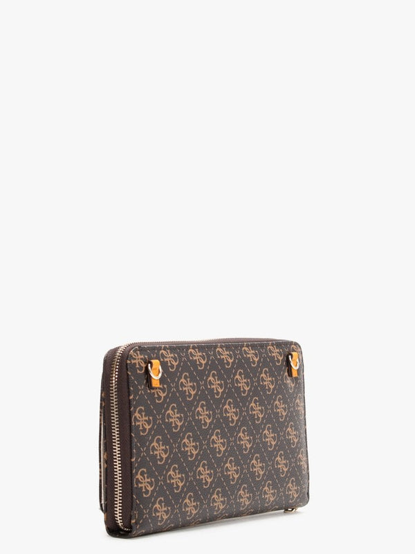 Jensen Cheque Brown Logo Organiser Cross-Body