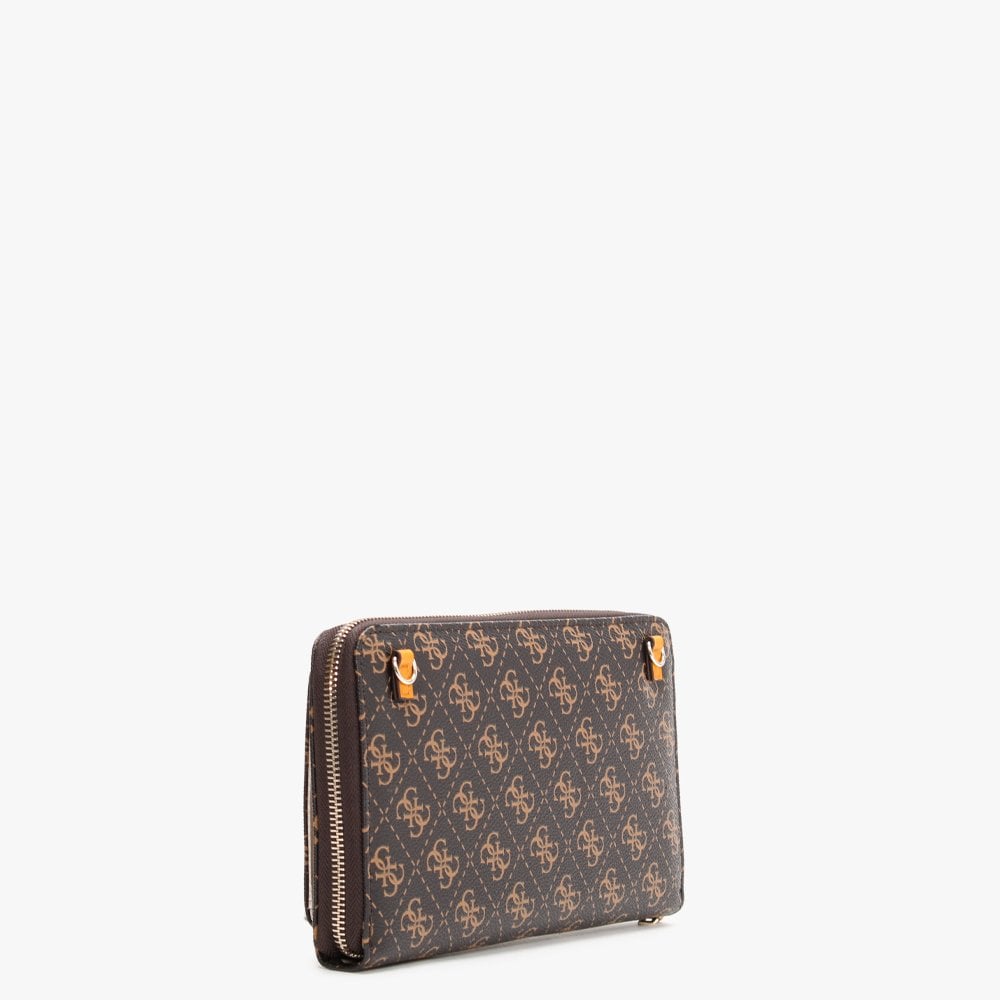 Jensen Cheque Brown Logo Organiser Cross-Body