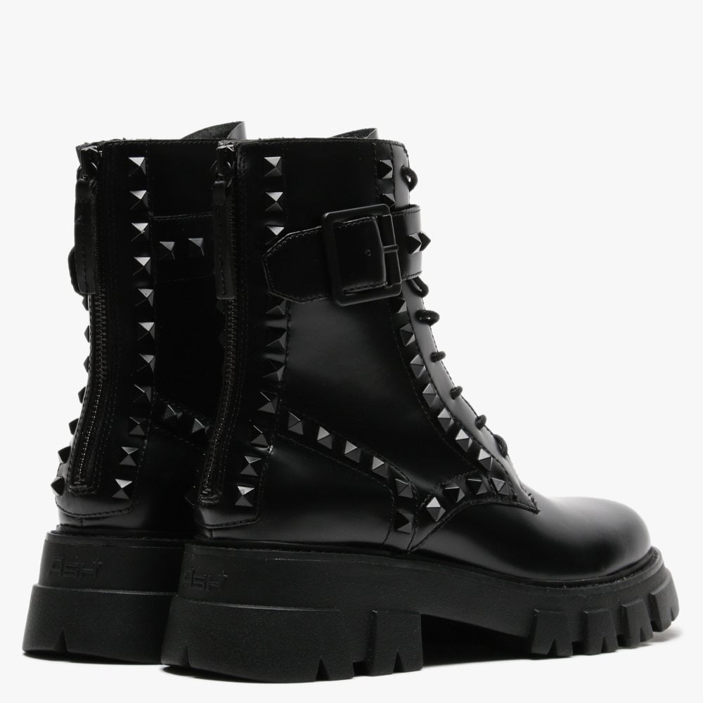 Lewis Studs Black Leather Ankle Boots