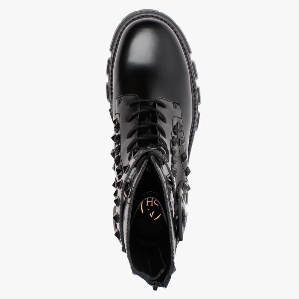 Lewis Studs Black Leather Ankle Boots
