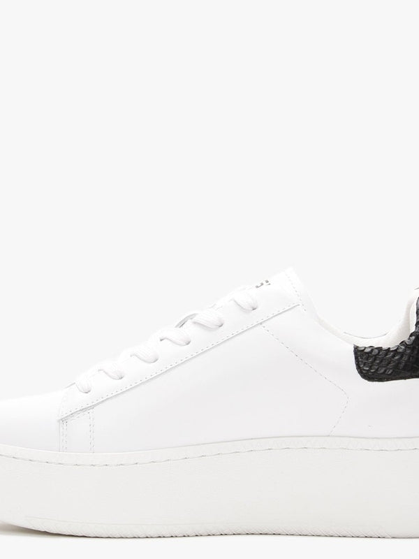 Cult White Leather Black Reptile Flash Flatform Trainers
