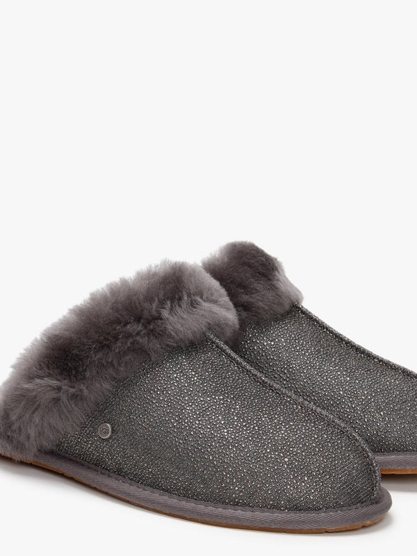 Women's Scuffette II Caviar Dark Grey Shearling Slippers