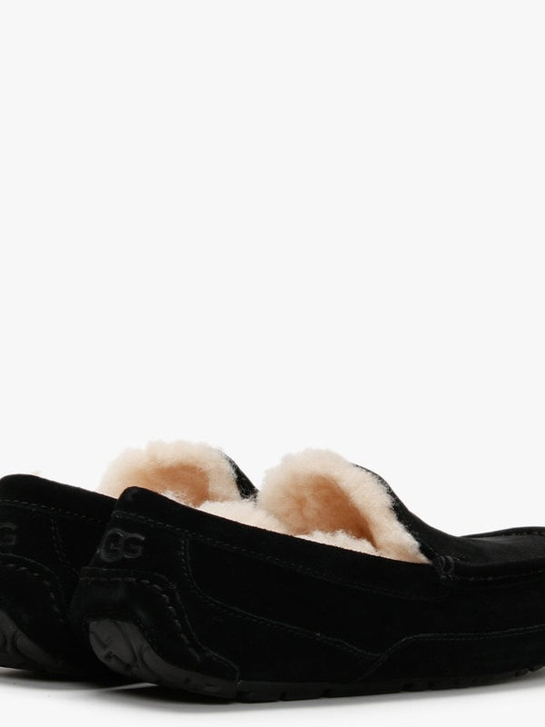 Men’s Ascot Black Suede Shearling Slippers
