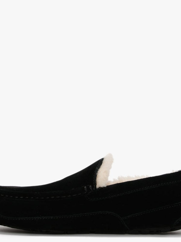 Men’s Ascot Black Suede Shearling Slippers