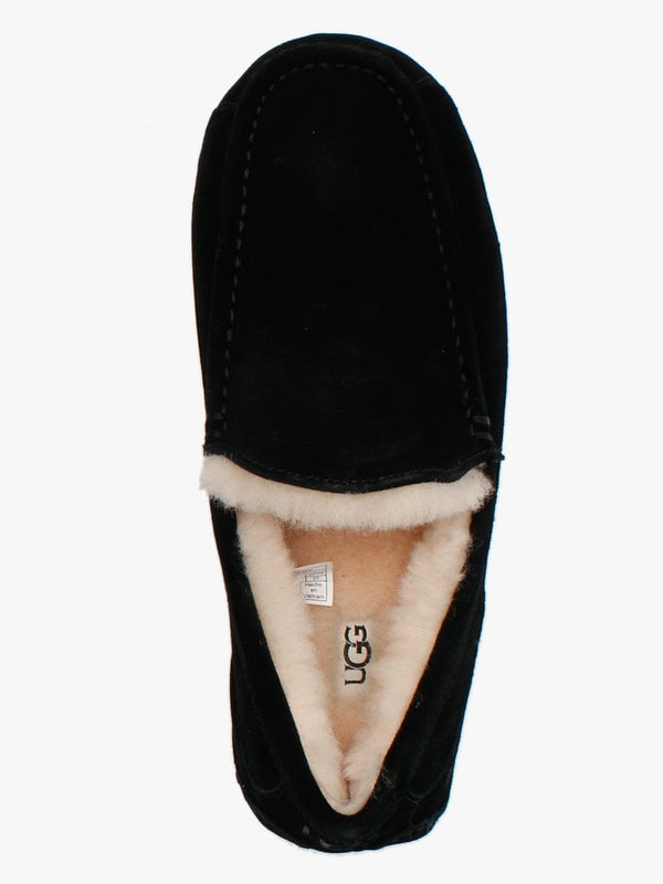 Men’s Ascot Black Suede Shearling Slippers