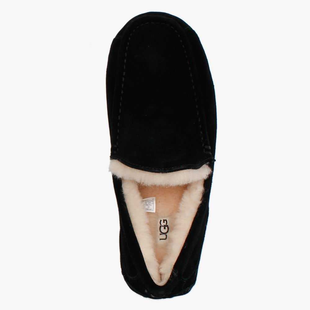 Men’s Ascot Black Suede Shearling Slippers