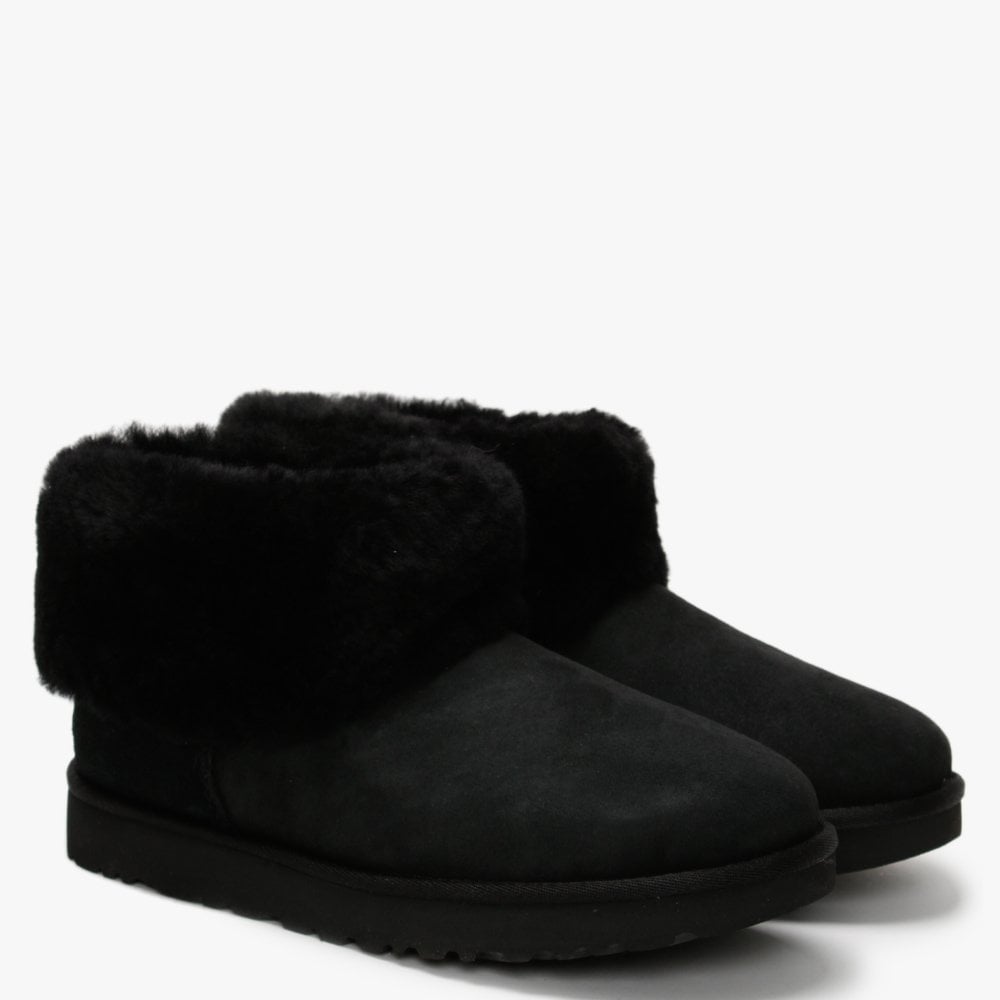 Classic Mini Fluff Black Twinface Boots