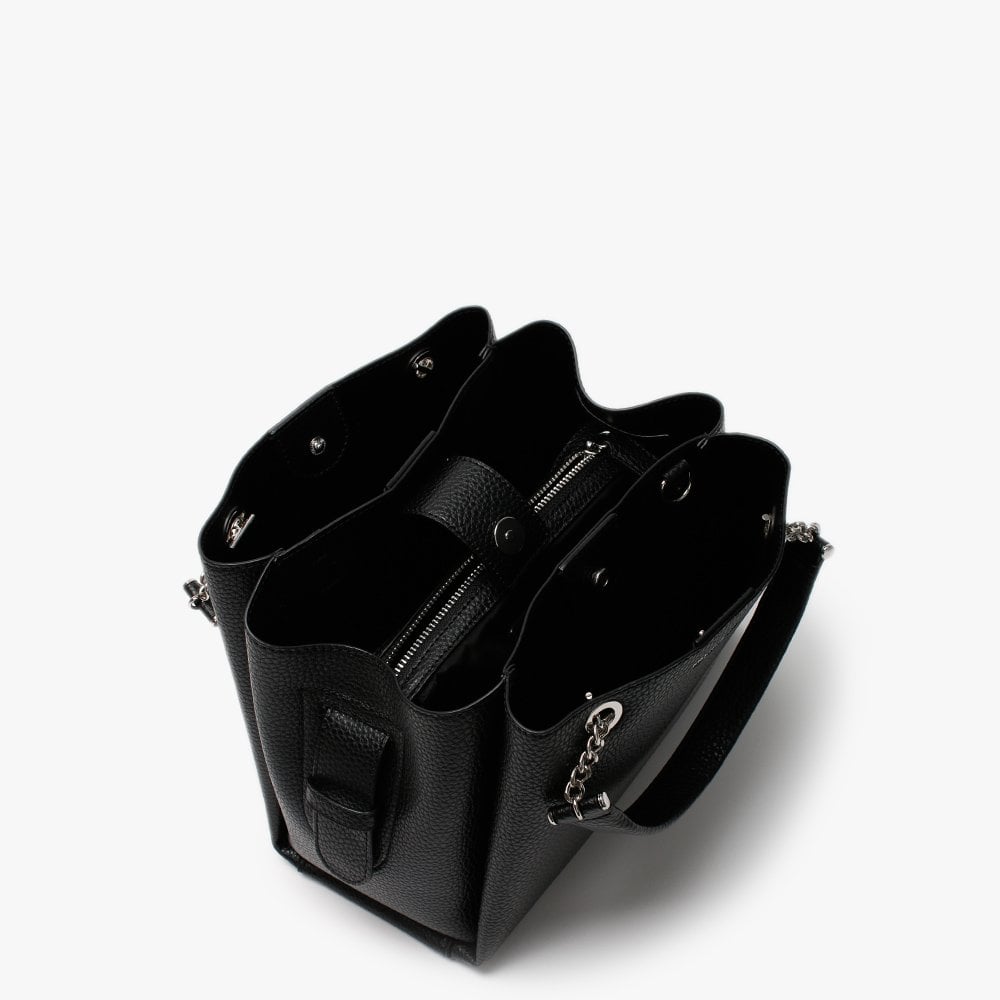 Small Tri Black Pebbled Tote Bag