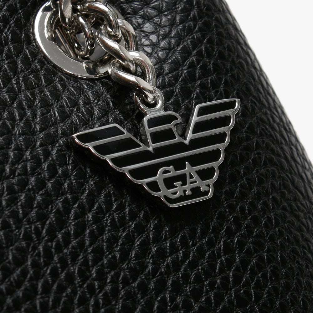 Small Tri Black Pebbled Tote Bag