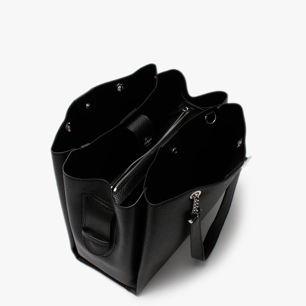Tri Black Pebbled Tote Bag