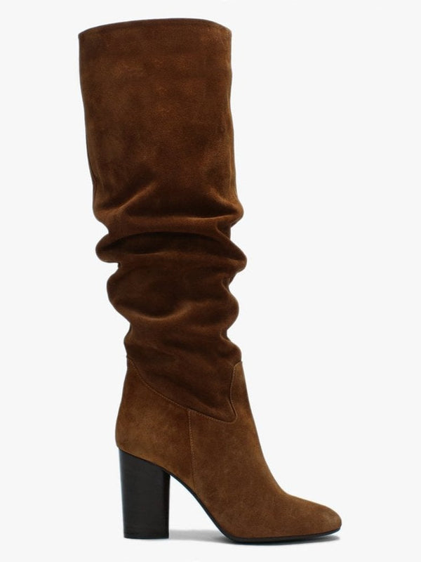 Lorna Tan Suede Block Heel Over The Knee Boots