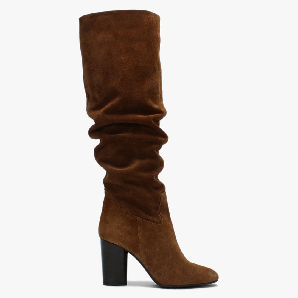 Lorna Tan Suede Block Heel Over The Knee Boots