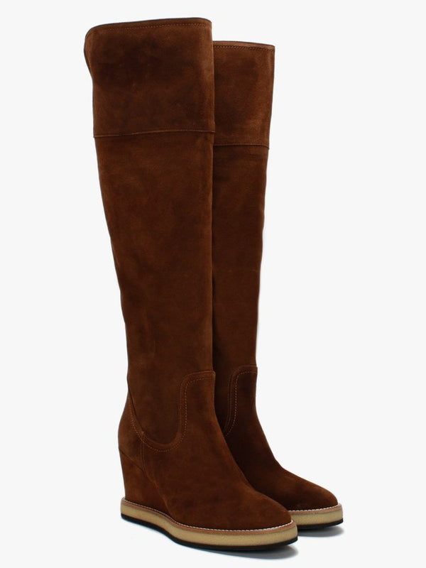 Noot Tan Suede Over The Knee Boots