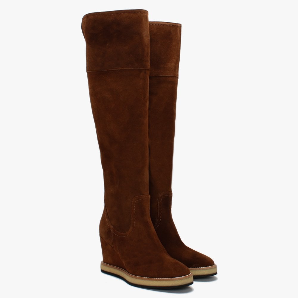 Noot Tan Suede Over The Knee Boots
