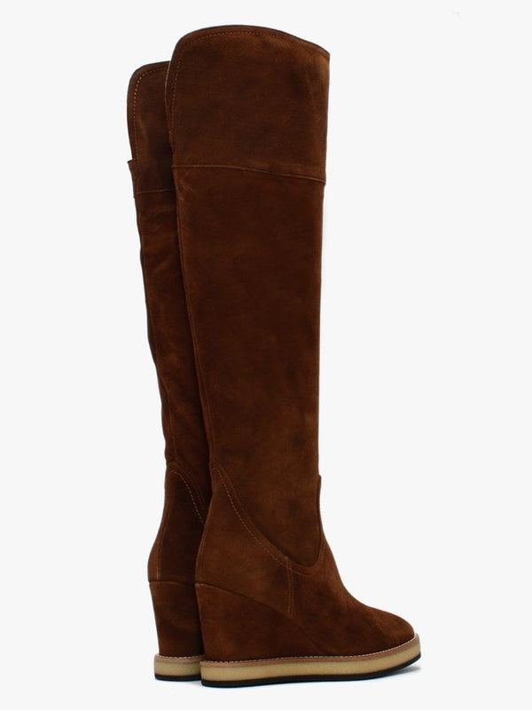 Noot Tan Suede Over The Knee Boots