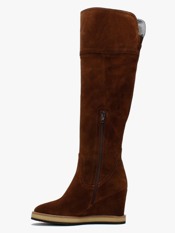 Noot Tan Suede Over The Knee Boots