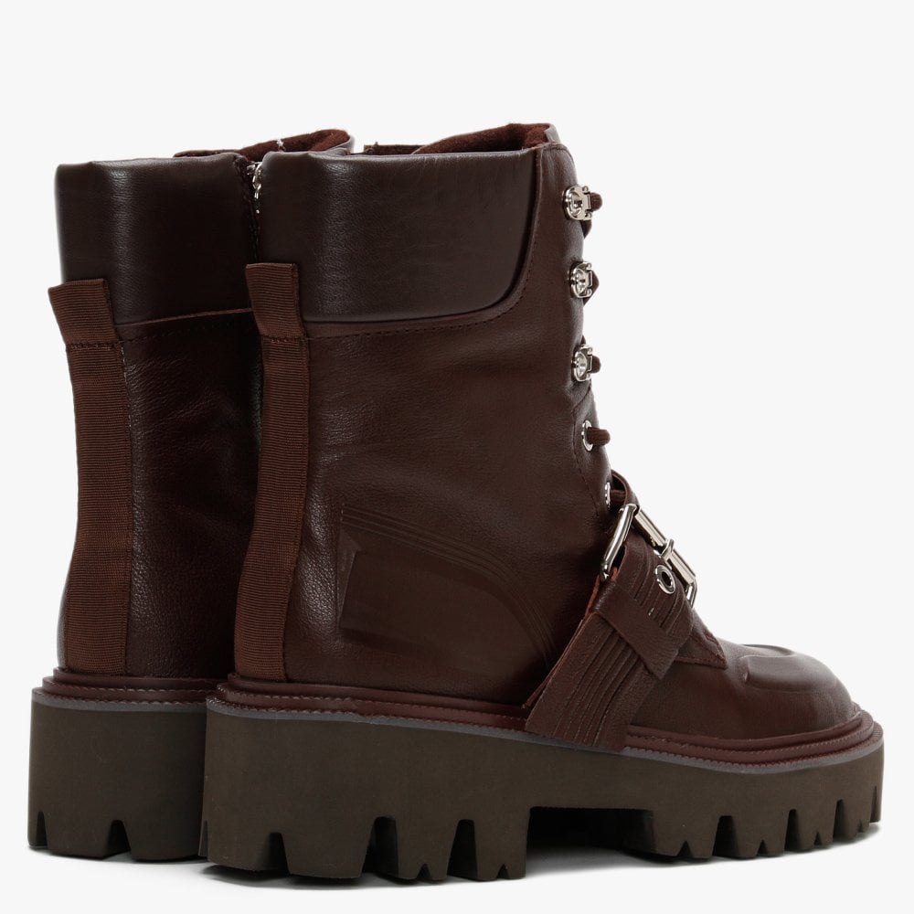 Elena Burgundy Leather Biker Boots