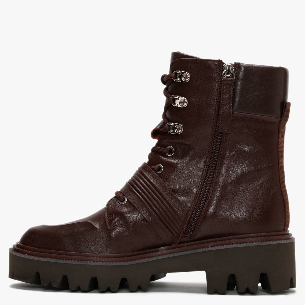 Elena Burgundy Leather Biker Boots