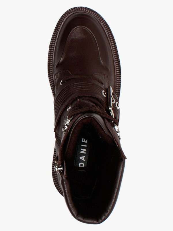 Elena Burgundy Leather Biker Boots