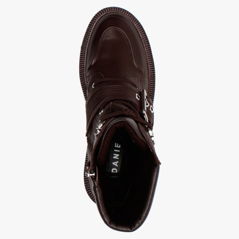 Elena Burgundy Leather Biker Boots