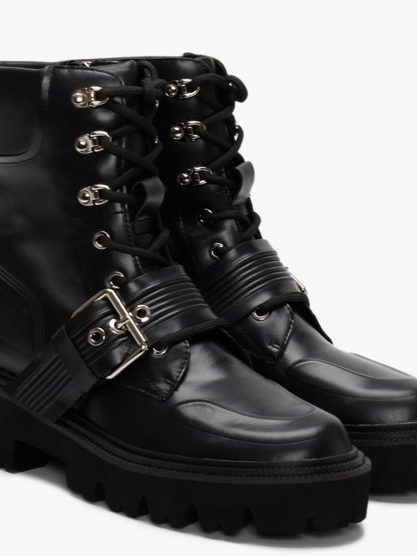 Elena Black Leather Biker Boots