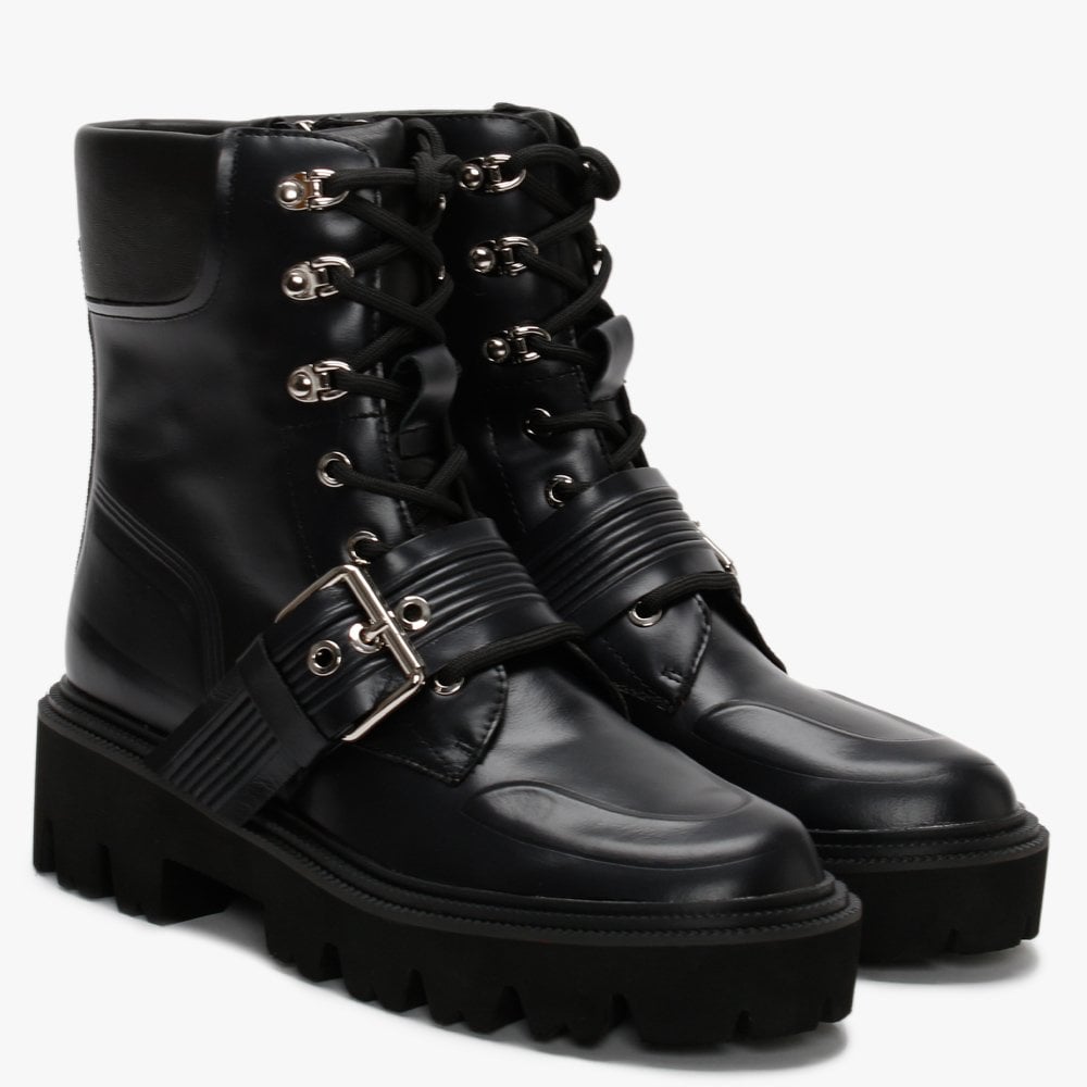 Elena Black Leather Biker Boots