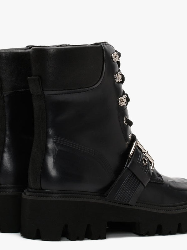 Elena Black Leather Biker Boots