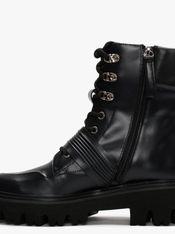 Elena Black Leather Biker Boots