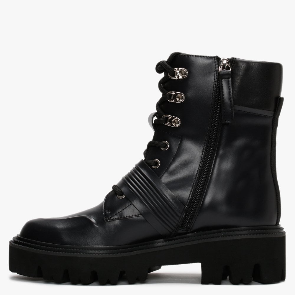 Elena Black Leather Biker Boots
