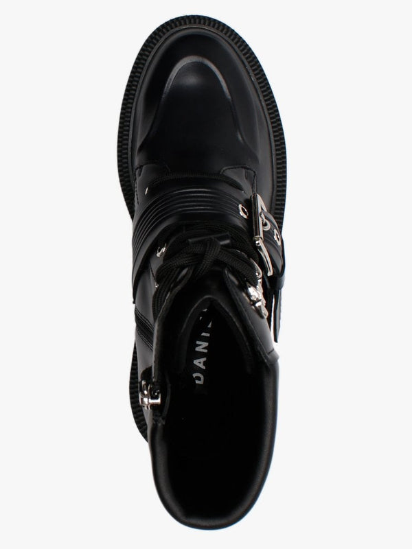 Elena Black Leather Biker Boots