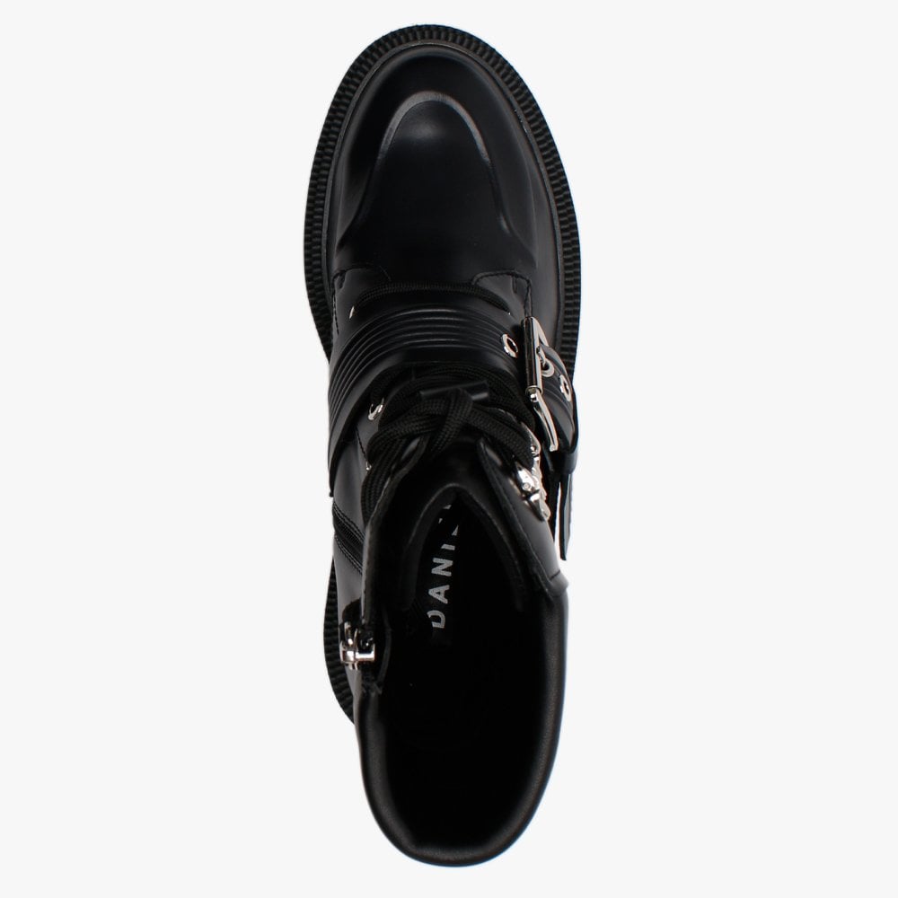 Elena Black Leather Biker Boots